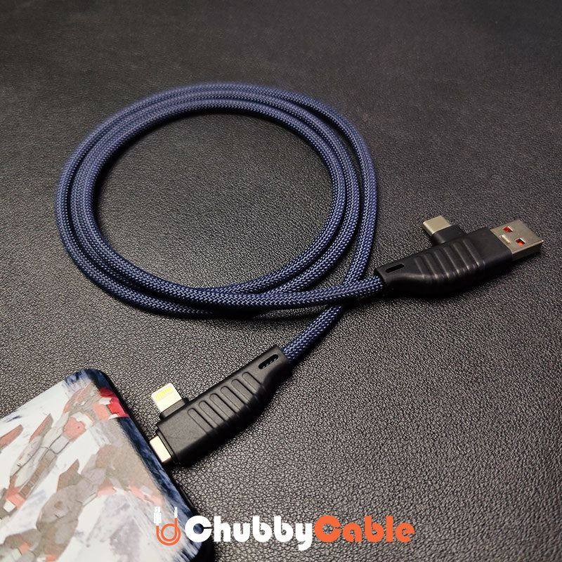 "Cyber" 4-In-1 Braided Fast Charging Cable C+C+Lightning+Micro