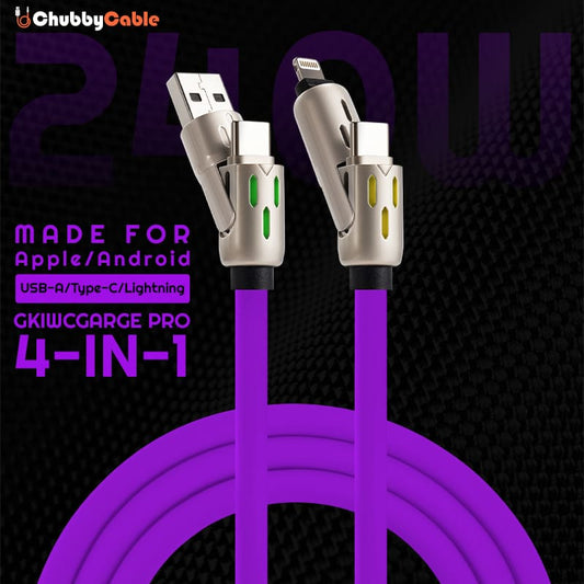 "GlowCharge Pro" 240W 4-in-1 Car Cable with Dynamic Lights