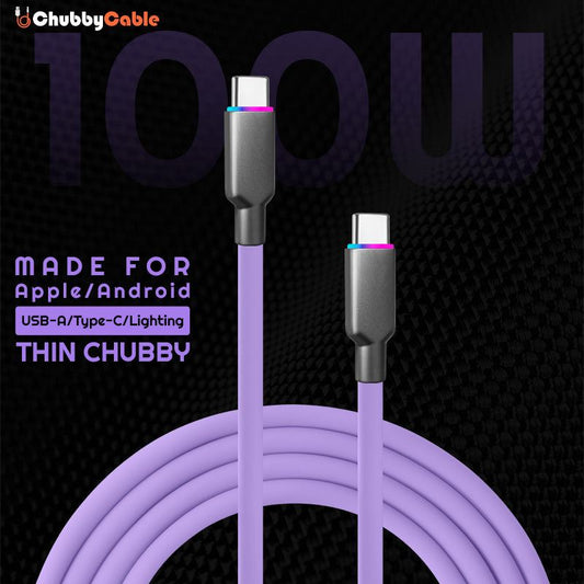 "Thin Chubby" 240W Smart Light Charging Cable With Mirrored & Frosted Connector