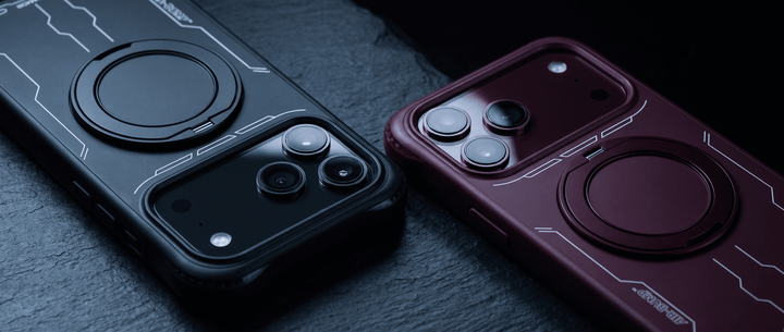 ChubbyArmor AirShield MagSafe ring stand case for iPhone 18 Pro Max in Black, Silver, and Dark Cherry colorways