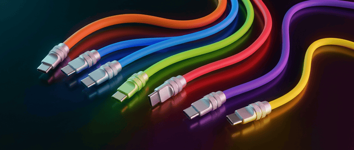 240W USB-C charging cable with a smartphone, tablet, laptop, and gaming device