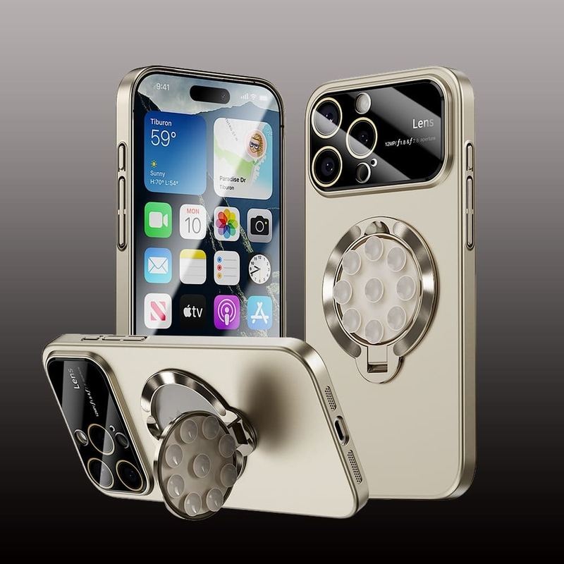 2-In-1 Magnetic Stand Case With Lens Film Protection For iPhone 16