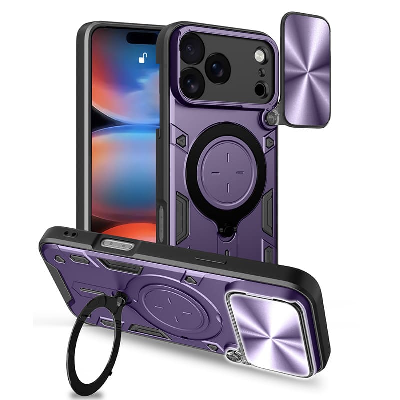 2-in-1 Magnetic Kickstand Case with Sliding Camera Cover For iPhone 17