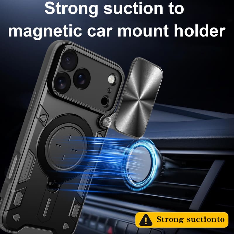 2-in-1 Magnetic Kickstand Case with Sliding Camera Cover For iPhone 17
