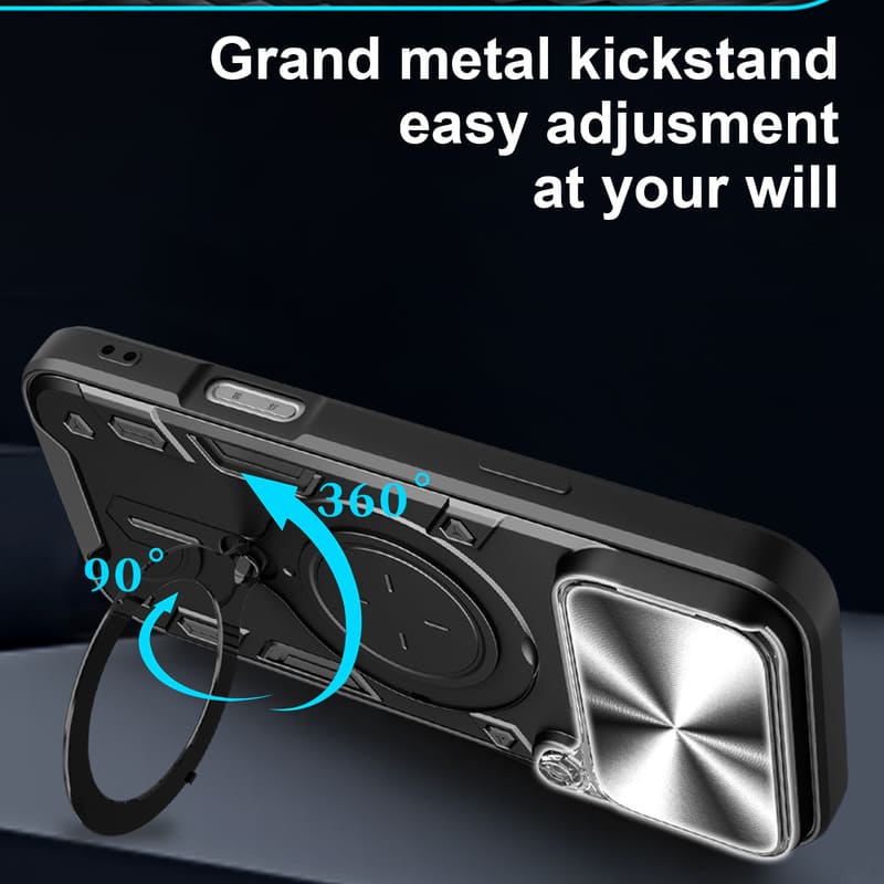 2-in-1 Magnetic Kickstand Case with Sliding Camera Cover For iPhone 17