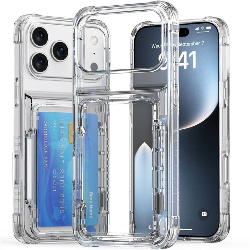 2-in-1 Transparent Phone Case with 180° Flip Kickstand & Card Holder