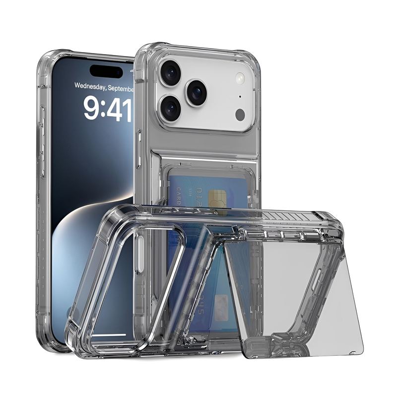 2-in-1 Transparent Phone Case with 180° Flip Kickstand & Card Holder