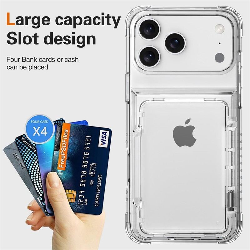2-in-1 Transparent Phone Case with 180° Flip Kickstand & Card Holder