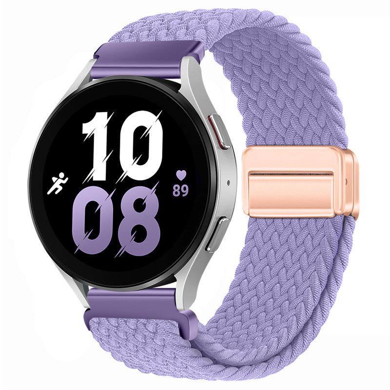 22mm & 20mm Solid Color Nylon Woven Magnetic Watch Strap For Samsung/Garmin/Fossil/Others
