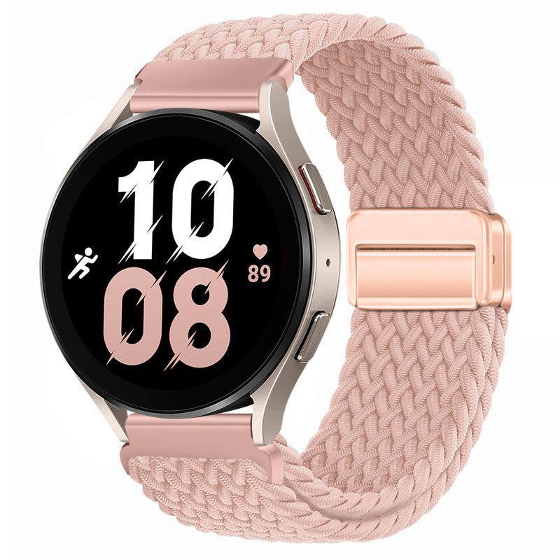 22mm & 20mm Solid Color Nylon Woven Magnetic Watch Strap For Samsung/Garmin/Fossil/Others