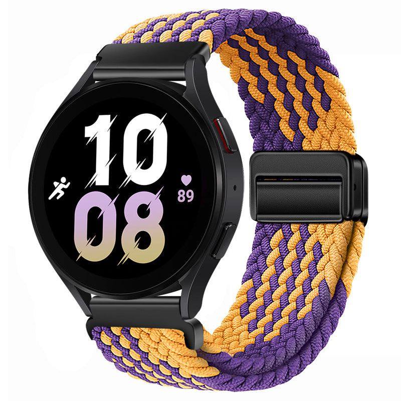 22mm & 20mm Striped Nylon Woven Magnetic Watch Strap For Samsung/Garmin/Fossil/Others