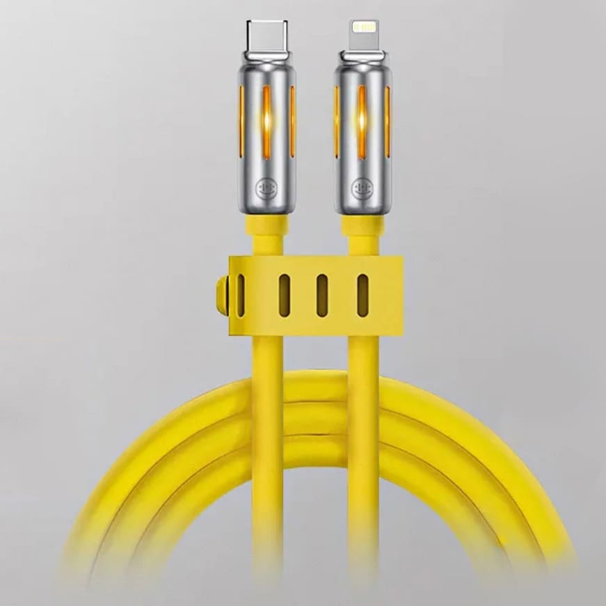 240W Silicone Charging Cable with Neon Lights: Multi-Compatible, Data Transfer