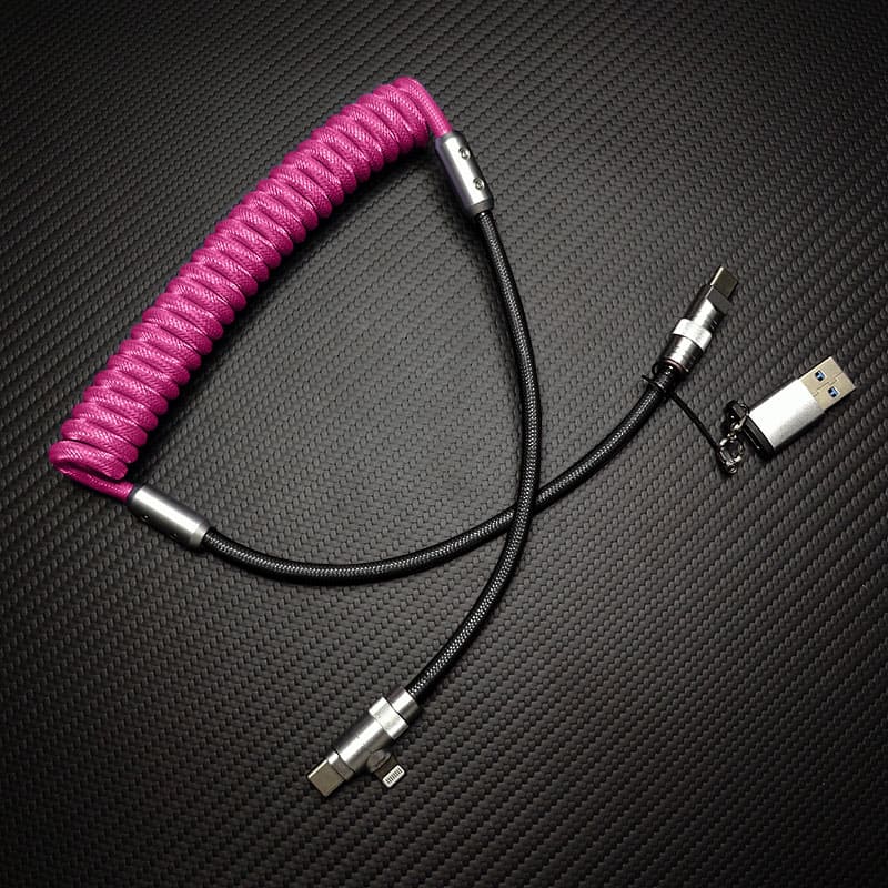 4-In-1 Multicolor Spring Car Charging Cable