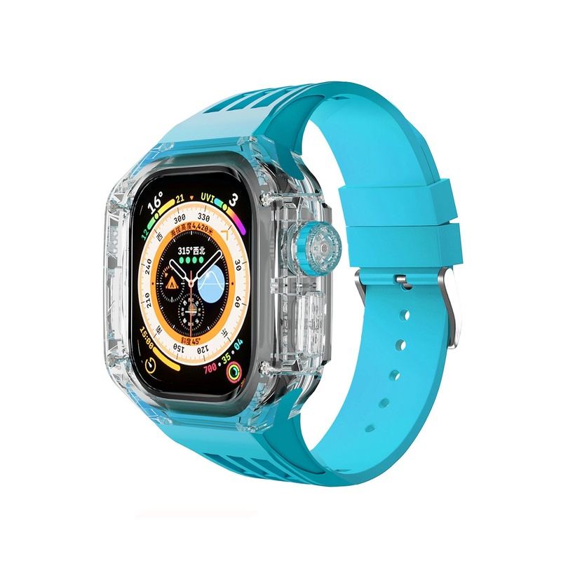 49mm Fluororubber Strap Transparent Protective Case For Apple Watch