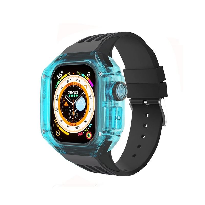49mm Fluororubber Strap Transparent Protective Case For Apple Watch