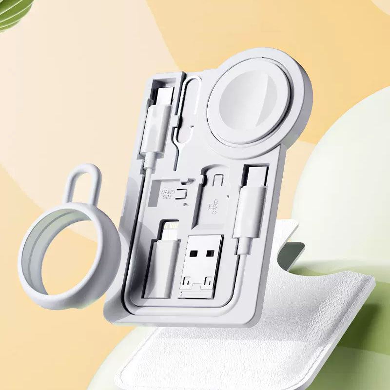 5-In-1 Convenient Magnetic Apple Watch Wireless Charging Data Cable Storage Card Holder