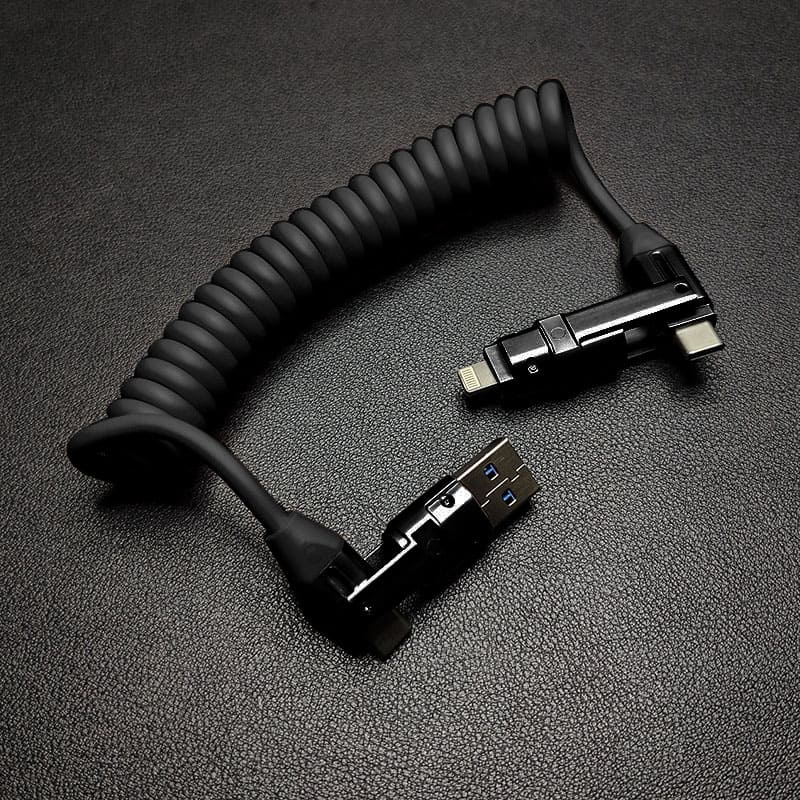 6-in-1 240W Fast Charging Car Spring Cable