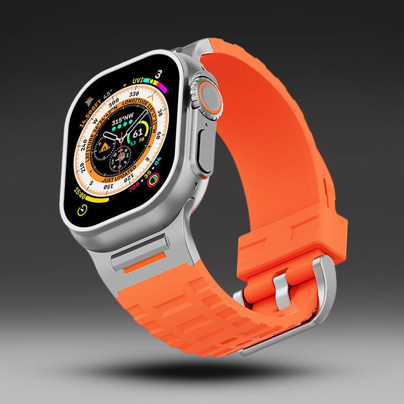 "AdventureFit" Liquid Silicone Metal Sport Band For Apple Watch