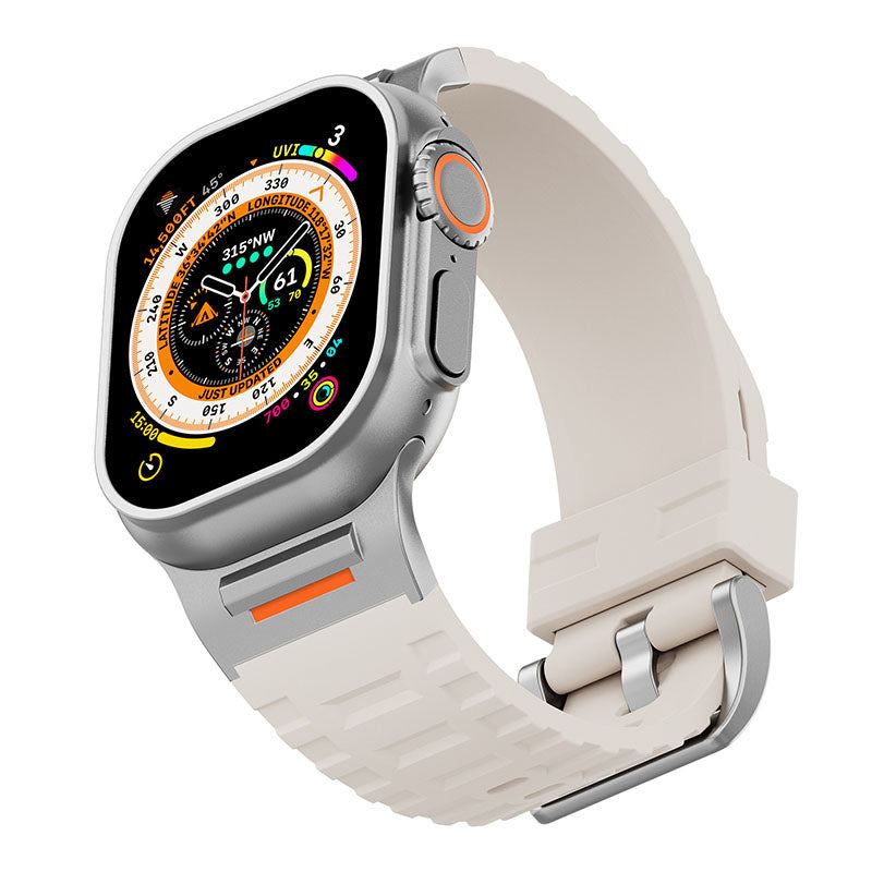 "AdventureFit" Liquid Silicone Metal Sport Band For Apple Watch