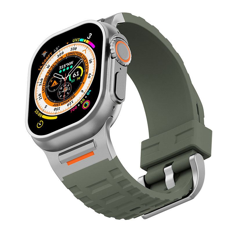 "AdventureFit" Liquid Silicone Metal Sport Band For Apple Watch