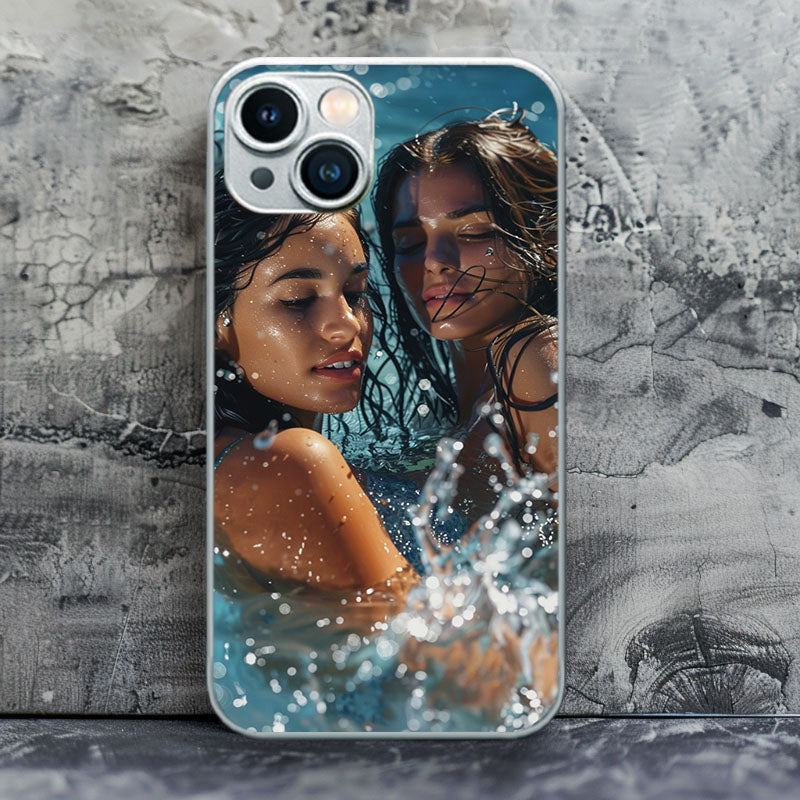 "AquaDuetPortrait" Special Designed Glass Material iPhone Case
