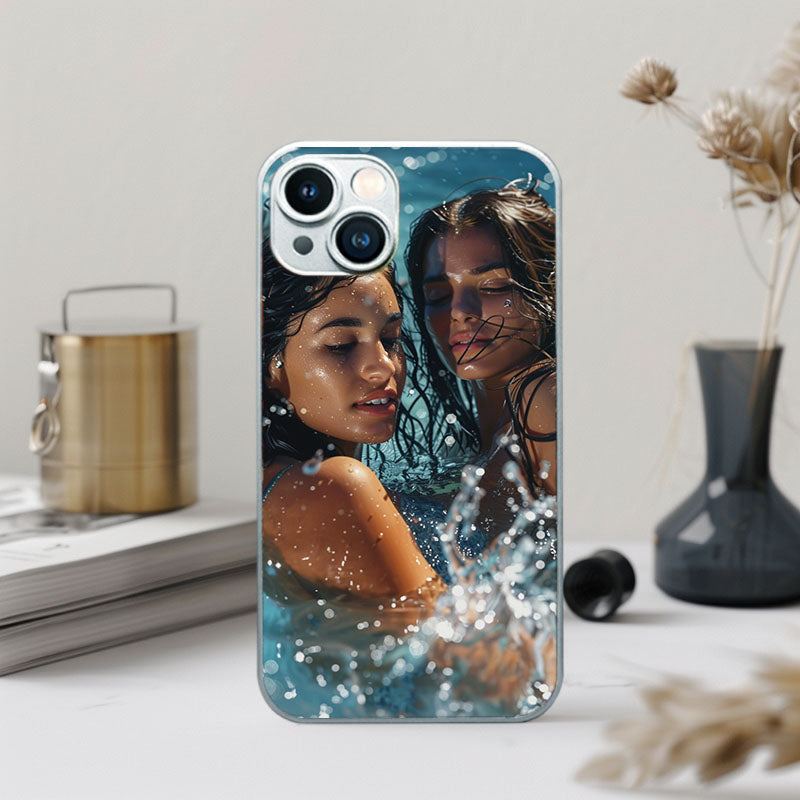 "AquaDuetPortrait" Special Designed Glass Material iPhone Case