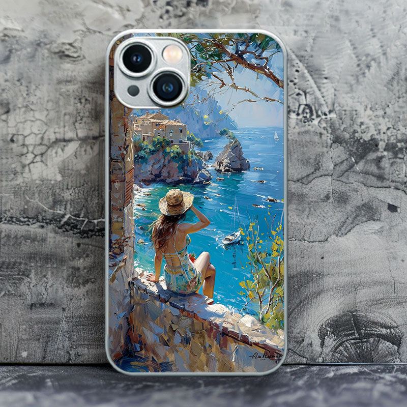 "BeachBalconyLady" Special Designed Glass Material iPhone Case