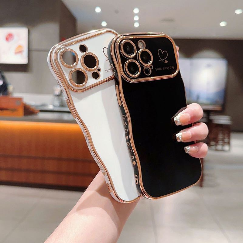 "Chubby 17" Heart Electroplating Big Wave Anti-Fall Phone Case for iPhone 17