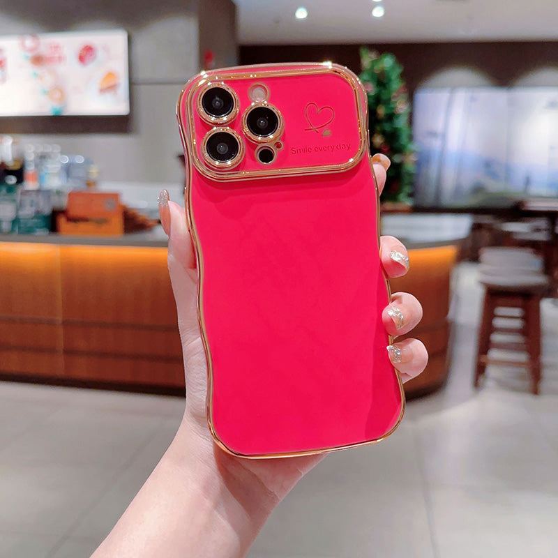 "Chubby 17" Heart Electroplating Big Wave Anti-Fall Phone Case for iPhone 17