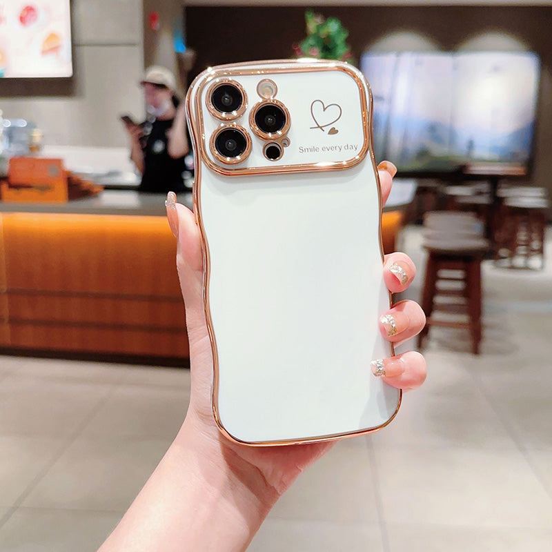 "Chubby 17" Heart Electroplating Big Wave Anti-Fall Phone Case for iPhone 17