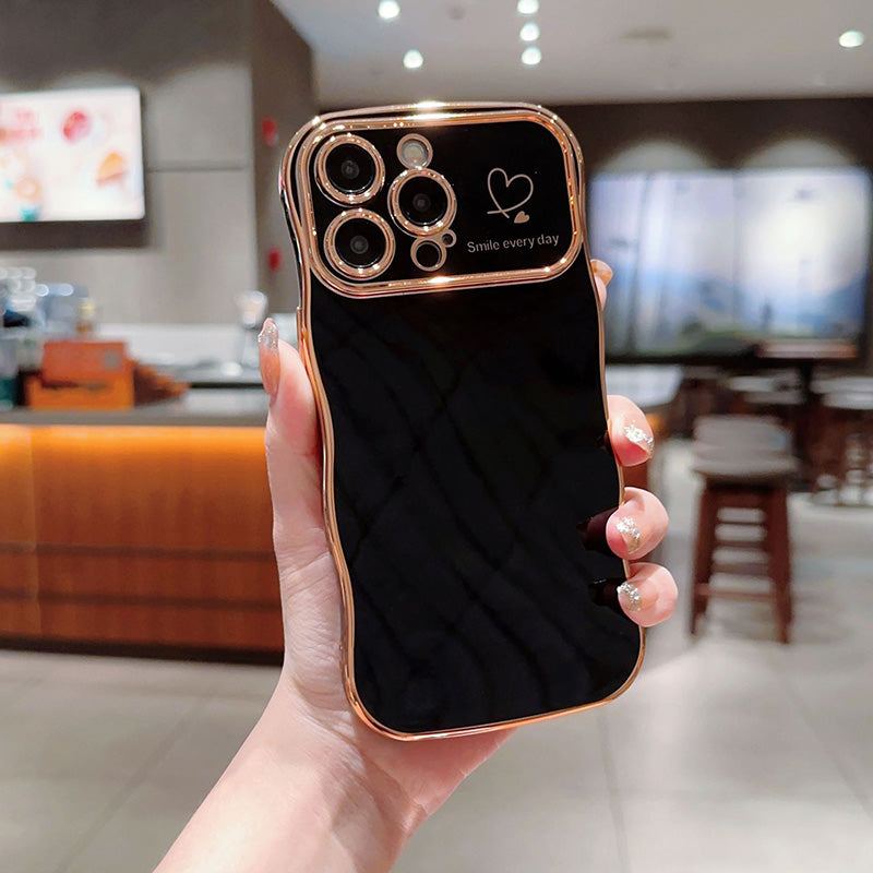 "Chubby 17" Heart Electroplating Big Wave Anti-Fall Phone Case for iPhone 17