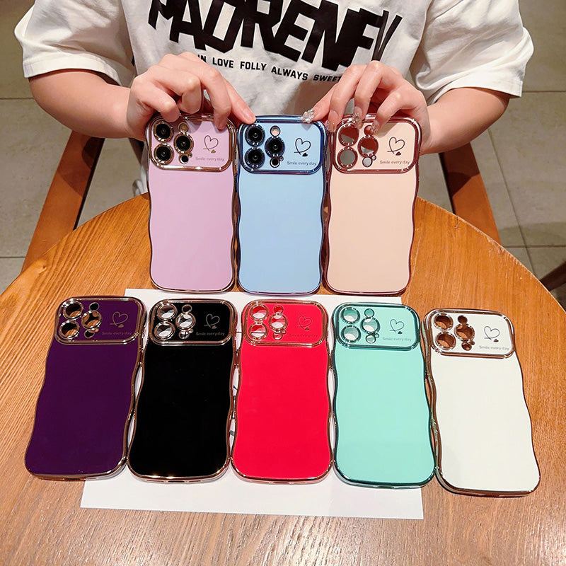 "Chubby 17" Heart Electroplating Big Wave Anti-Fall Phone Case for iPhone 17