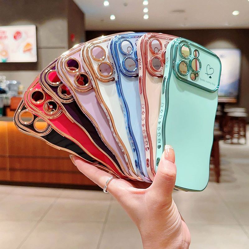 "Chubby 17" Heart Electroplating Big Wave Anti-Fall Phone Case for iPhone 17