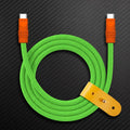 Bright green braided USB-C Chubby Cable with orange connectors and yellow strap