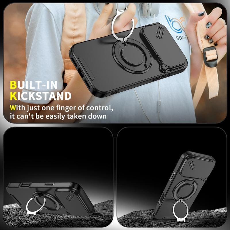 ChubbyArmor 2.0 - Military-Grade Shockproof Magnetic Case with Camera Slide & 360° Kickstand Ring