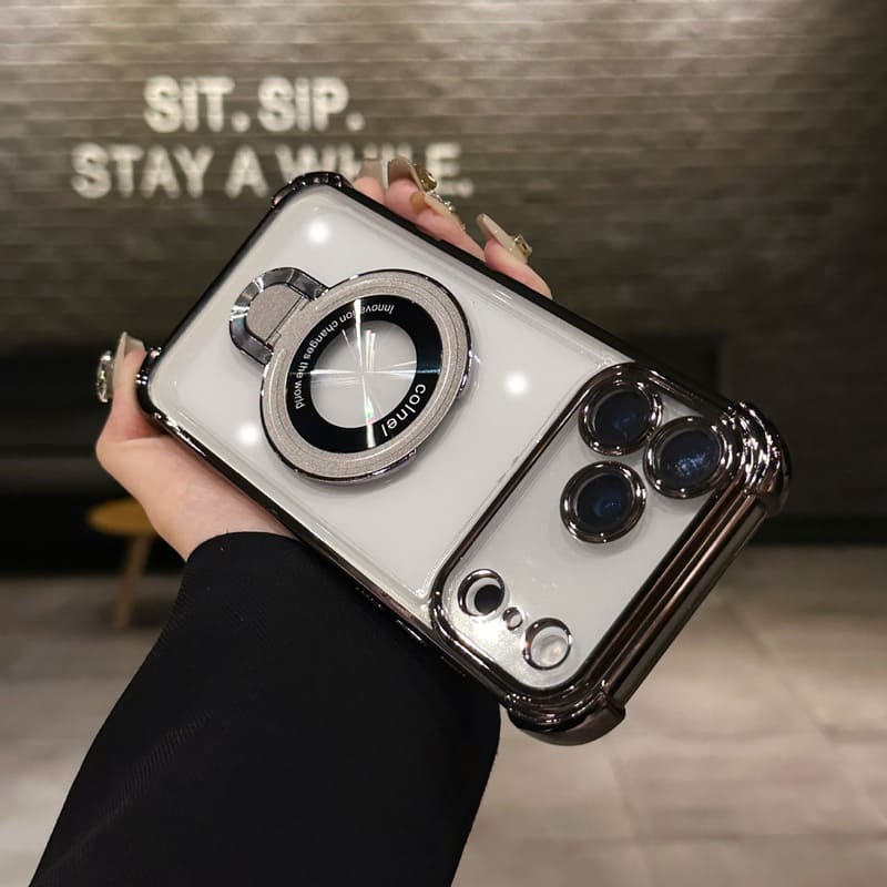 ChubbyArmor CleanSight - Translucent Magnetic iPhone Cover with Stand and Corner Cushions