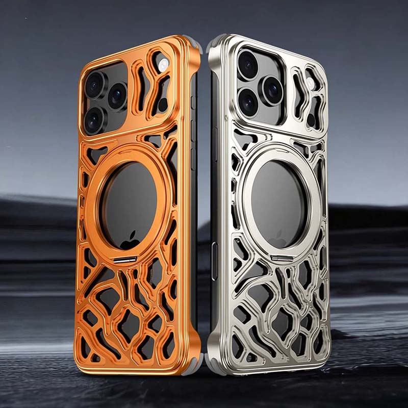 ChubbyArmor CloudRock - Hollow Metal Magnetic Case With Rotating Stand For iPhone 17