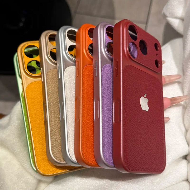 ChubbyArmor LeatherShield – Full-Body Shockproof Textured Leather Case For iPhone 17