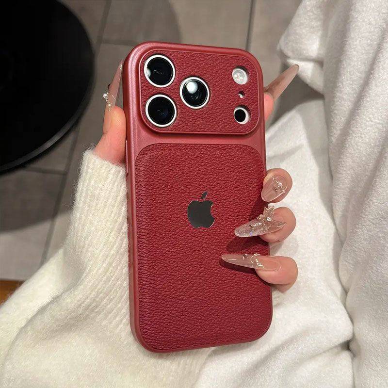 ChubbyArmor LeatherShield – Full-Body Shockproof Textured Leather Case For iPhone 17