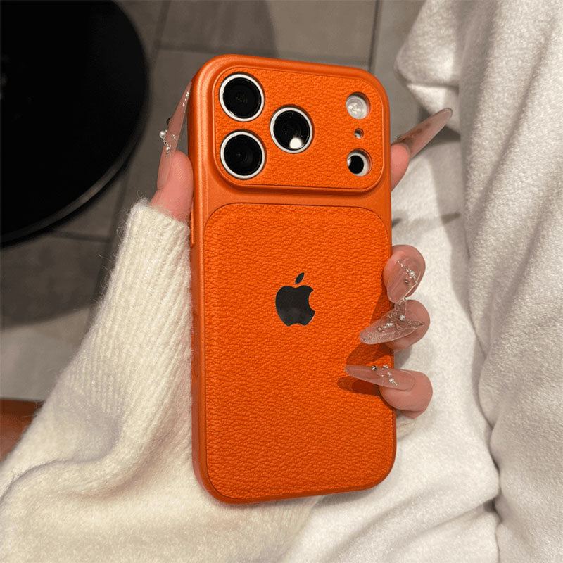 ChubbyArmor LeatherShield – Full-Body Shockproof Textured Leather Case For iPhone 17