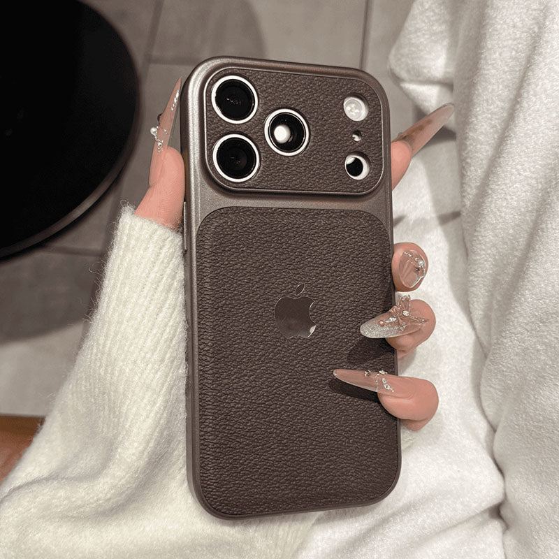 ChubbyArmor LeatherShield – Full-Body Shockproof Textured Leather Case For iPhone 17
