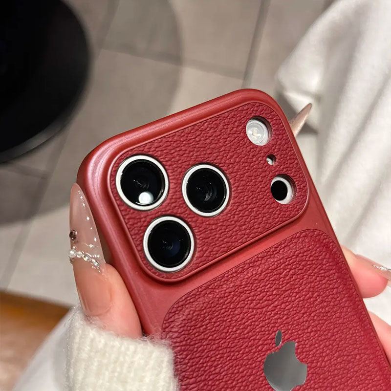 ChubbyArmor LeatherShield – Full-Body Shockproof Textured Leather Case For iPhone 17