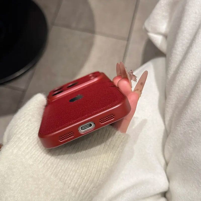 ChubbyArmor LeatherShield – Full-Body Shockproof Textured Leather Case For iPhone 17