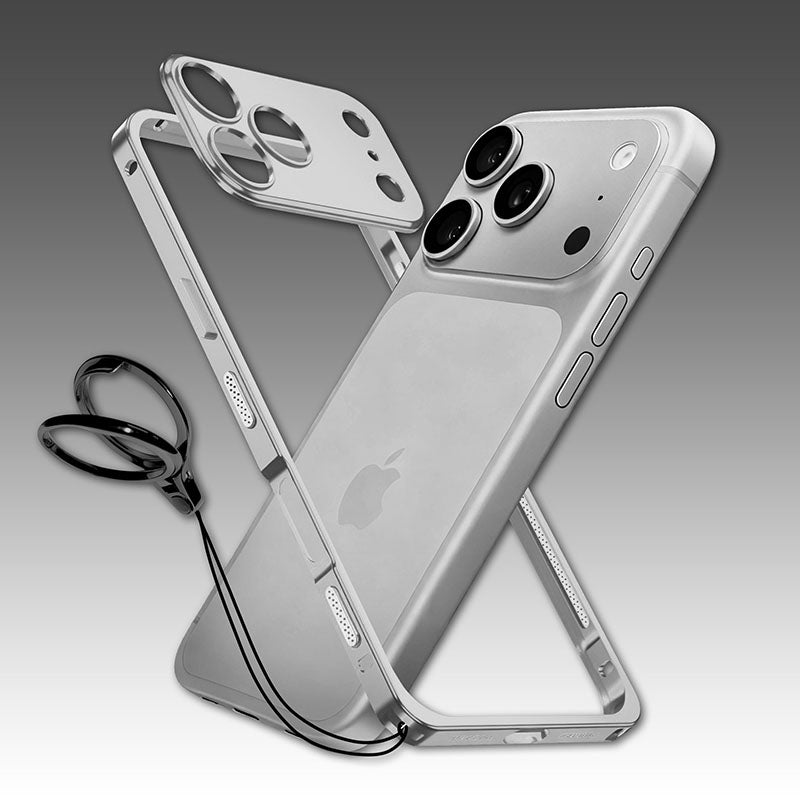 ChubbyArmor LiteGo - Ultra-Thin Metal Bumper Case With Lens Protector & GripRing Phone Stand For iPhone 17