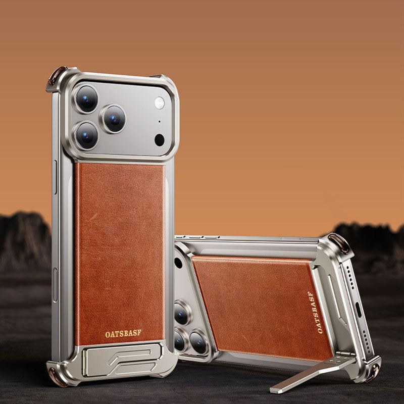 ChubbyArmor LuxeHold - Magnetic Leather Case With Hidden Stand For iPhone 17