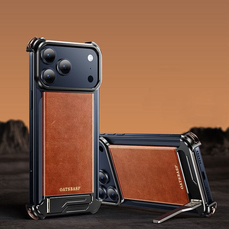 ChubbyArmor LuxeHold - Magnetic Leather Case With Hidden Stand For iPhone 17