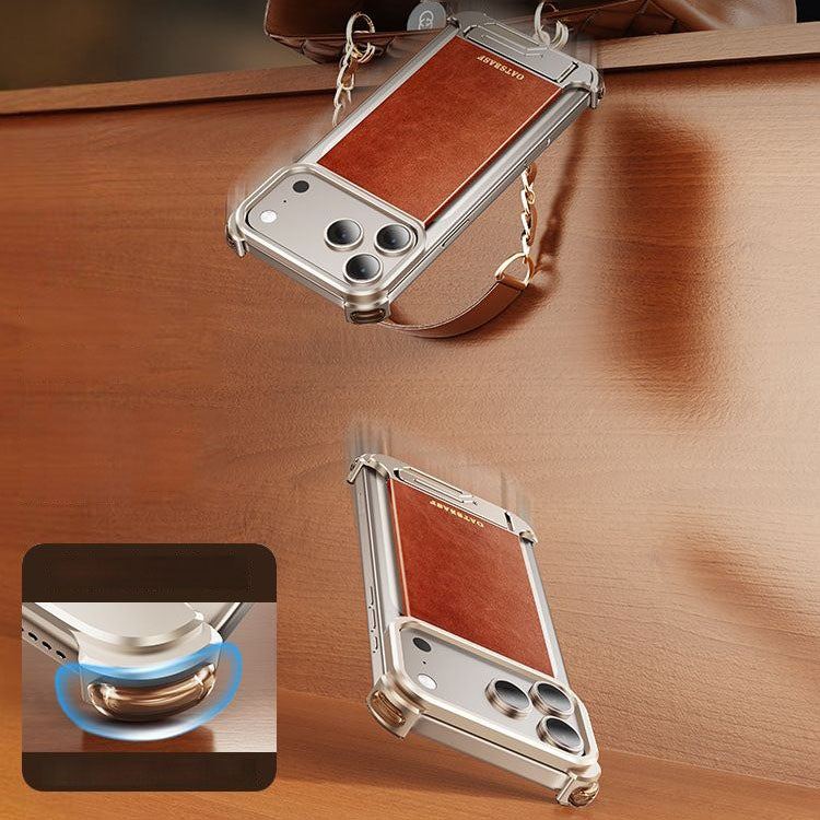 ChubbyArmor LuxeHold - Magnetic Leather Case With Hidden Stand For iPhone 17