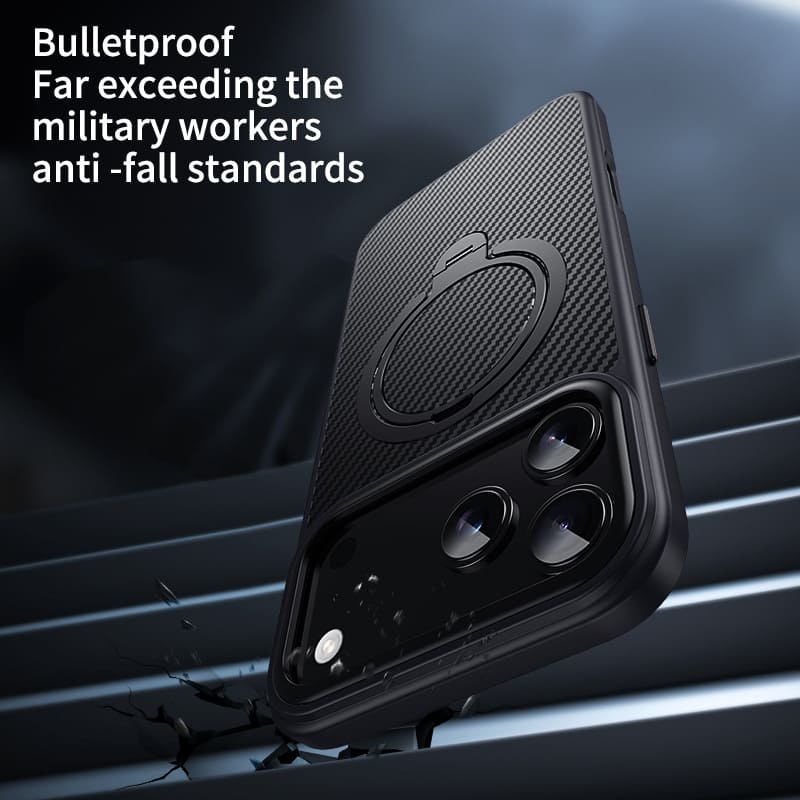ChubbyArmor MagCarbon - Carbon Fiber Magnetic 360° Stand Case for iPhone 17