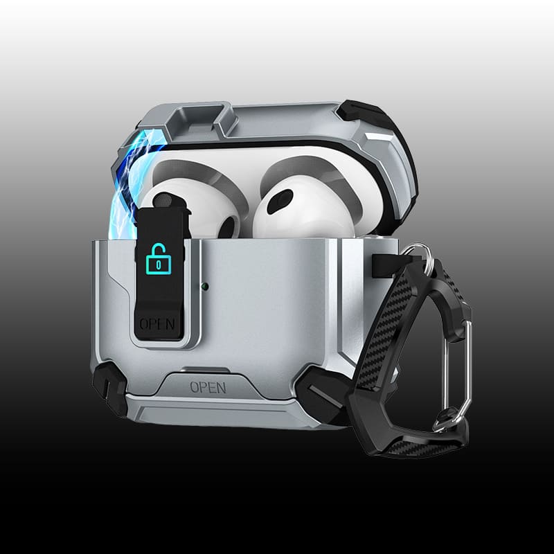 ChubbyArmor PodLock - Multi-Function AirPods Case - Protective Cover with Secure Hook & Carabiner