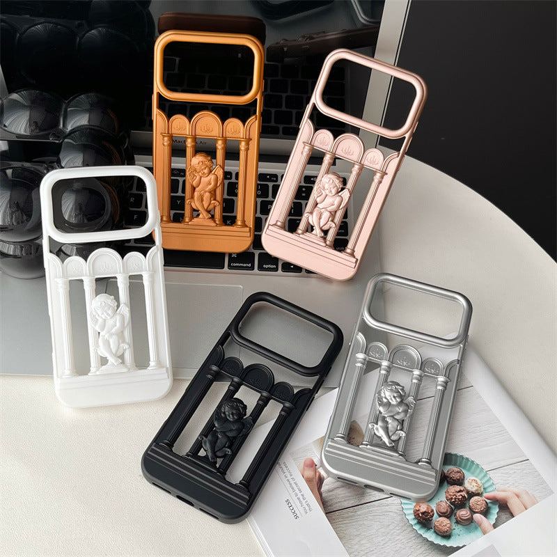 ChubbyArmor RomanShield – Electroplated Hollow Angel Shockproof Case for iPhone 17